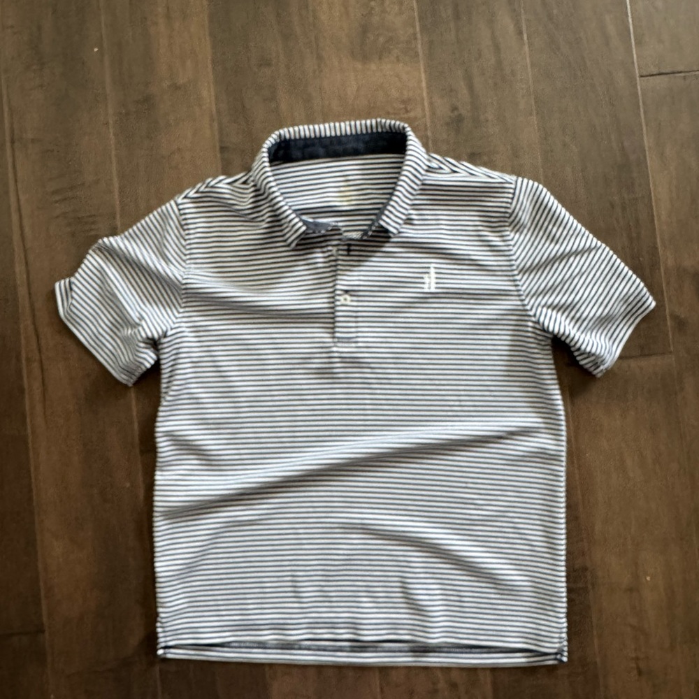 johnnie-O Navy and White Striped Polo
